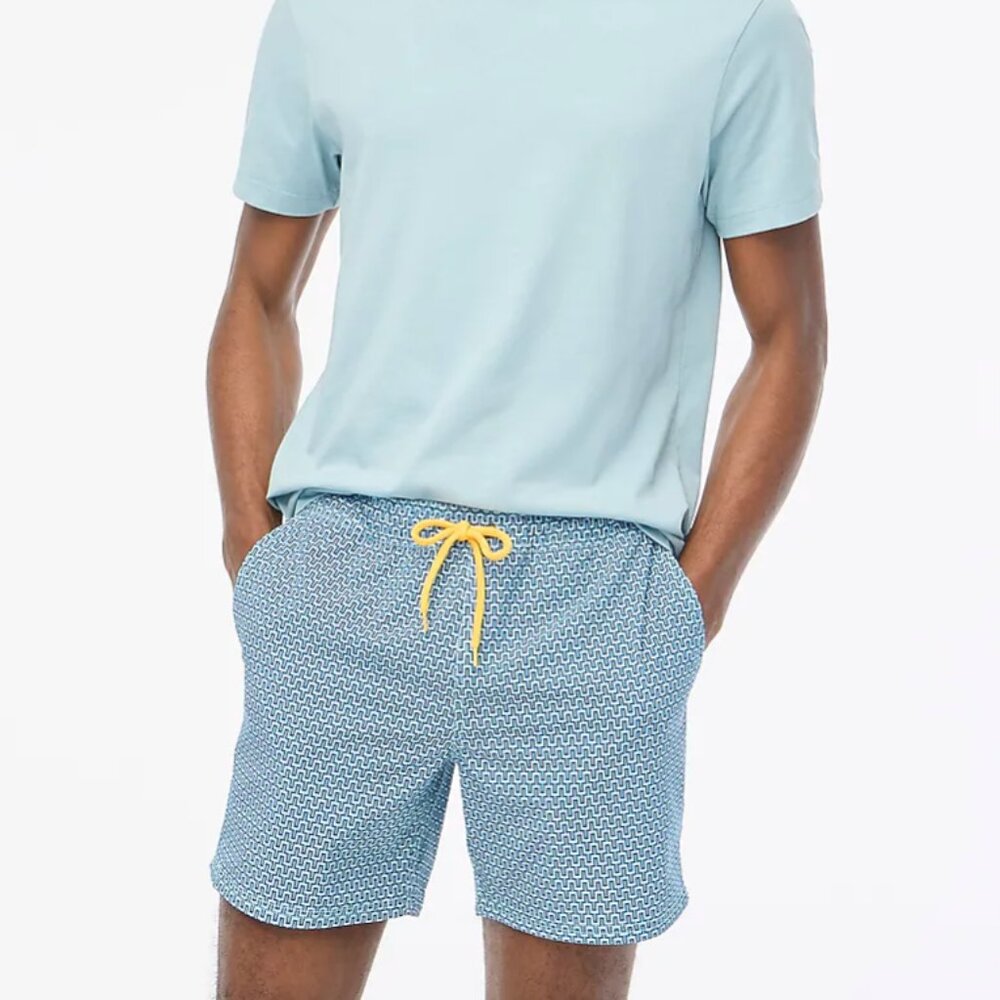 J. Crew Mens 6" Printed Swim Trunk  / Size M - NWT